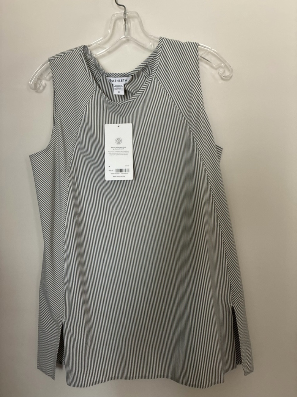 Athleta Black & White Striped Sleeveless Tunic
